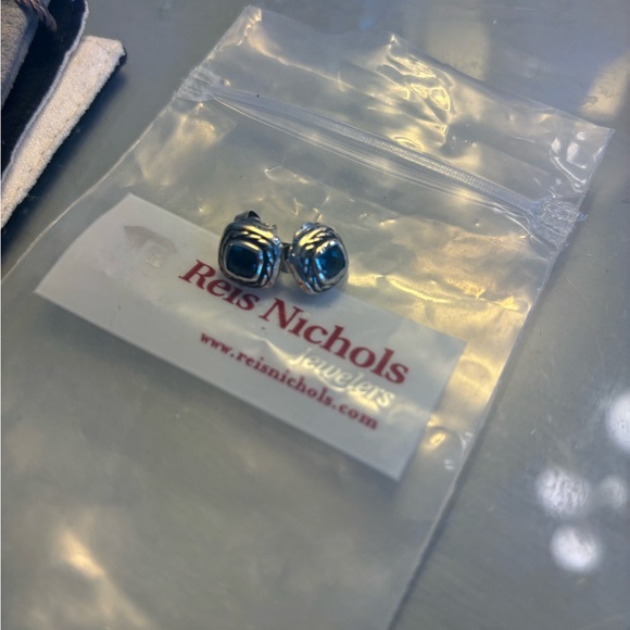 David Yurman Blue Topez Albion Faceted earrings - Picture 2 of 2